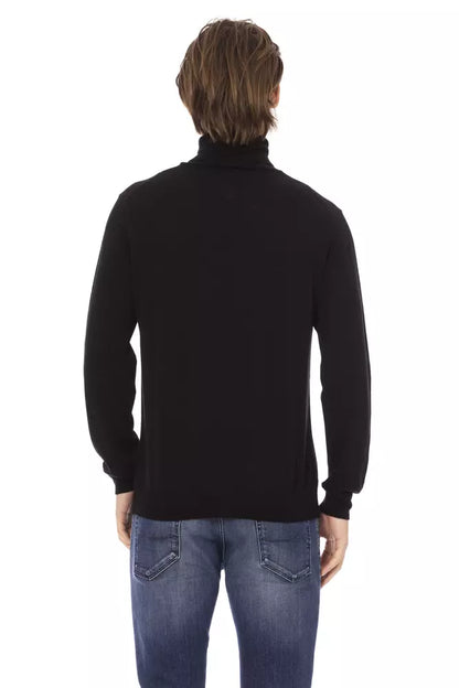 Baldinini Trend Black Fabric Men Sweater with Turtleneck Design