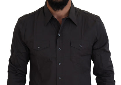 Dolce & Gabbana Gray SICILIA Slim Fit Stretch Dress Shirt