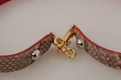 Dolce & Gabbana Brown Python Leather Crystals Shoulder Strap