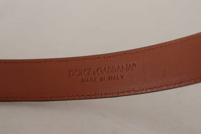Dolce & Gabbana Brown Leopard Embossed Leather Buckle Belt