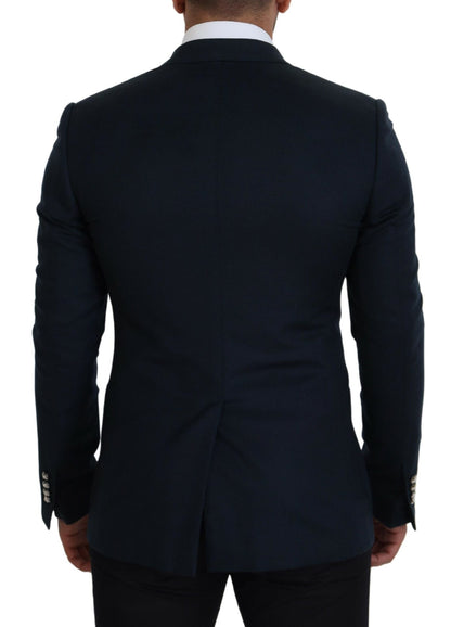 Dolce & Gabbana Blue Double Breasted Formal Coat Blazer