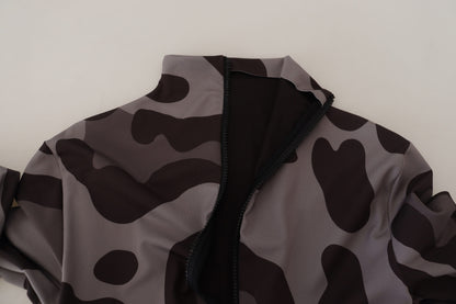 Dolce & Gabbana Gray Patterned Polyester Wetsuit Swimwear