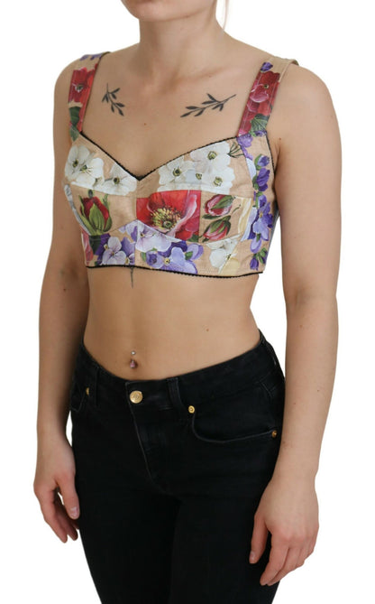 Dolce & Gabbana Multicolor Floral Cropped Bustier Corset Top