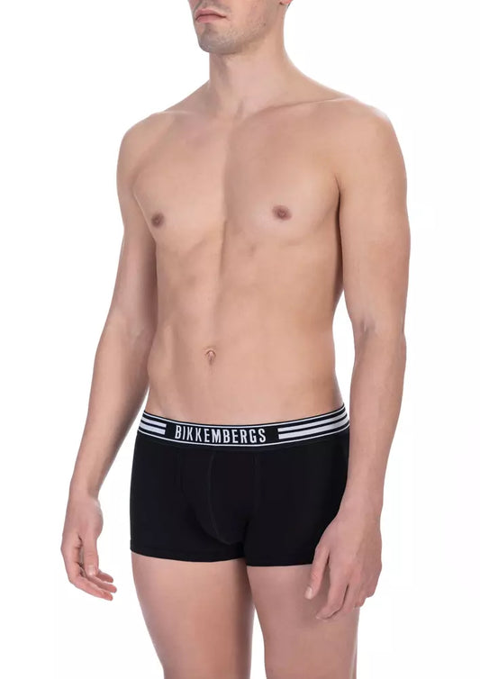 Bikkembergs Black Cotton Men Trunk Twin Pack