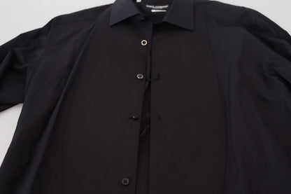 Dolce & Gabbana Black GOLD Cotton Collared Long Sleeve Shirt