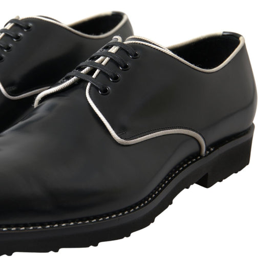 Dolce & Gabbana Black White Leather Formal Shoes