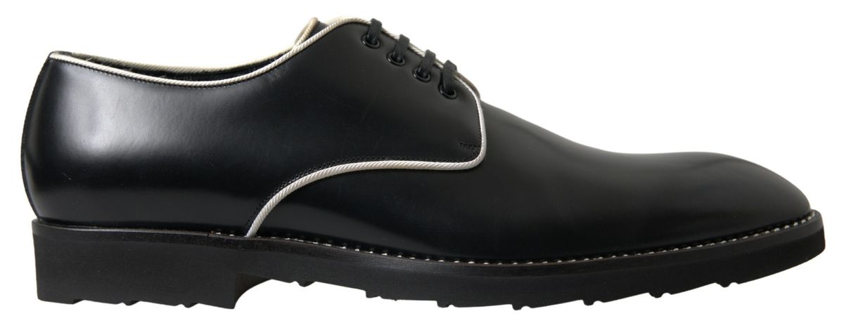 Dolce & Gabbana Black White Leather Formal Shoes