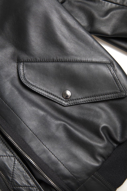 Dolce & Gabbana Black Leather Blouson Full Zip Bomber Jacket
