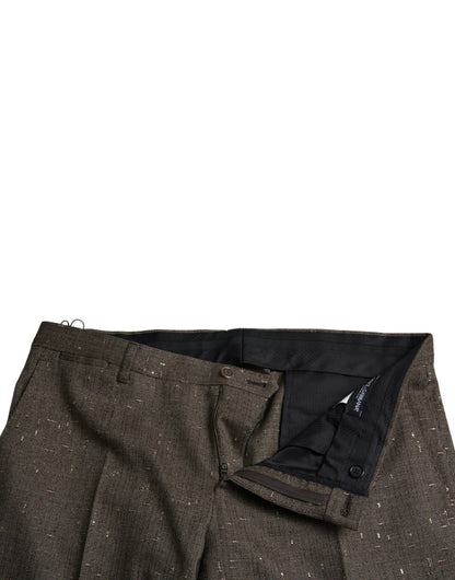Dolce & Gabbana Brown Wool Dress Skinny Men Trouser Pants