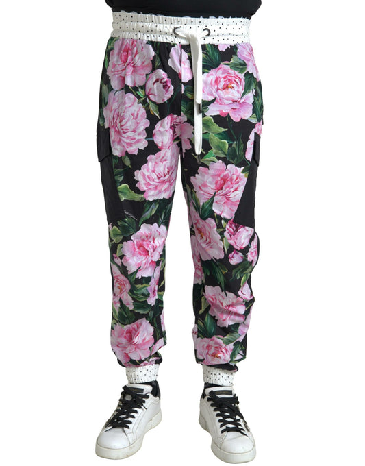 Dolce & Gabbana Multicolor Peony Joggers Cotton Men Pants