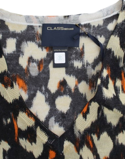 Cavalli Multicolor v-neck wool jumper