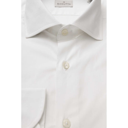 Bagutta White Cotton Men's Shirt Slim Fit With French Collar