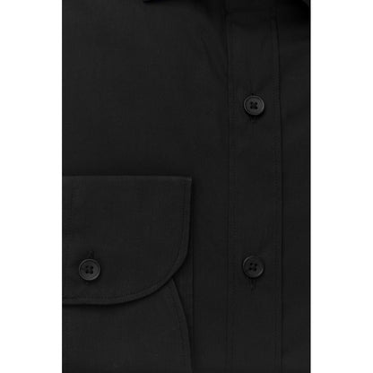 Bagutta Black Cotton Men Shirt with French Collar