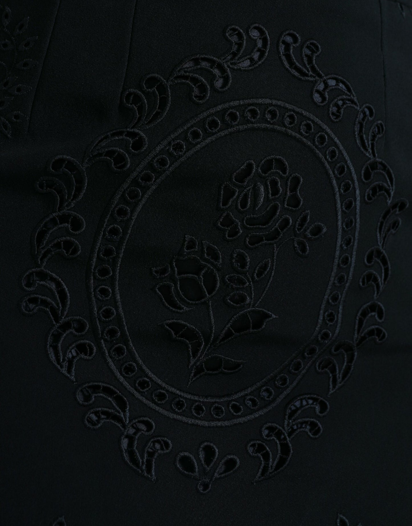 Dolce & Gabbana Black Floral Lace Viscose Bodycon Midi Dress