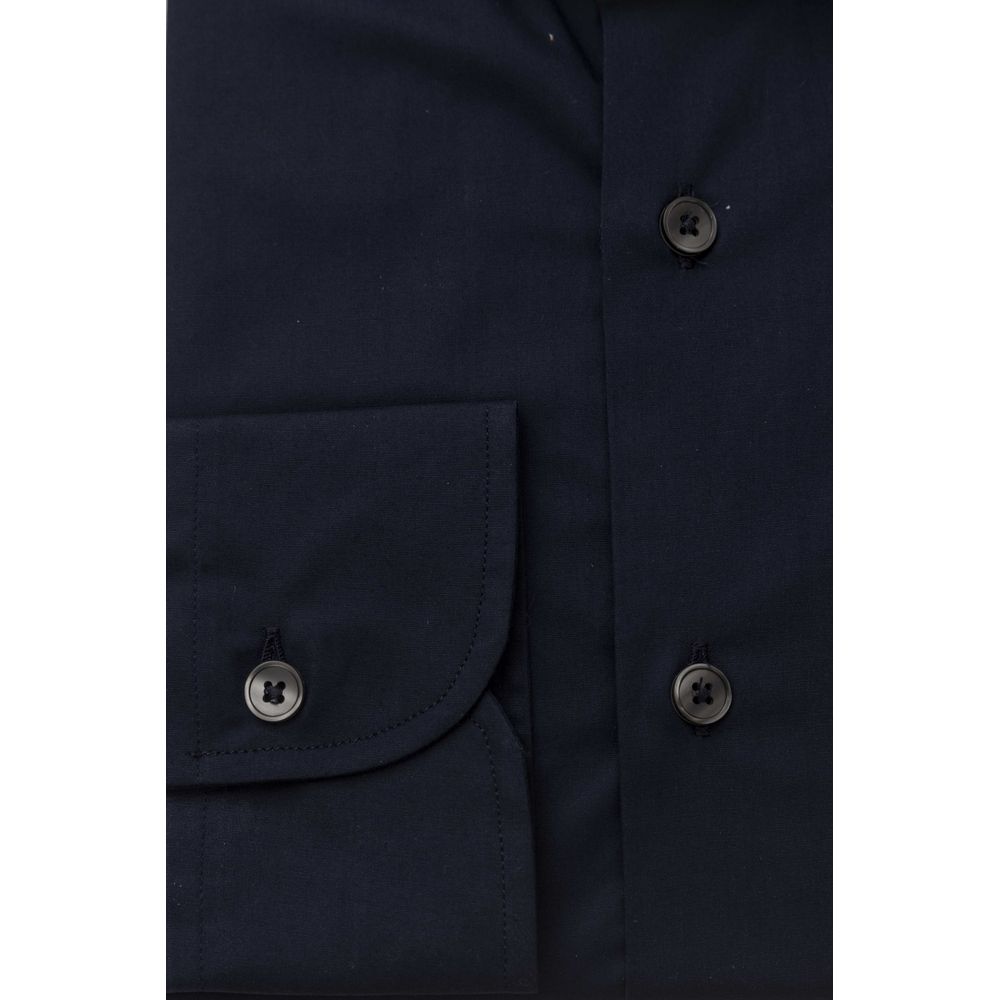 Bagutta Blue Cotton Men Shirt Slim Fit with French Collar