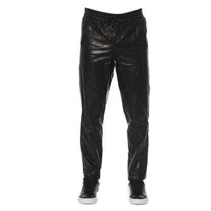 Trussardi Black Lamb Leather Men Pant