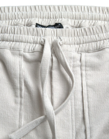 Dolce & Gabbana Beige Cotton Corduroy Logo Bermuda Shorts