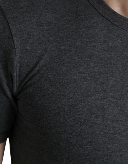 Dolce & Gabbana Dark Gray Cotton Crew Neck T-shirt