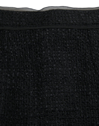 Dolce & Gabbana Black Wool High Waist Pencil Cut Midi Skirt