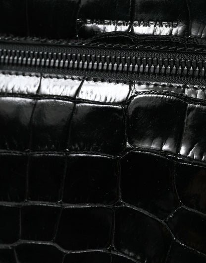 Balenciaga Black Exotic Leather Shoulder Crossbody Camera Bag