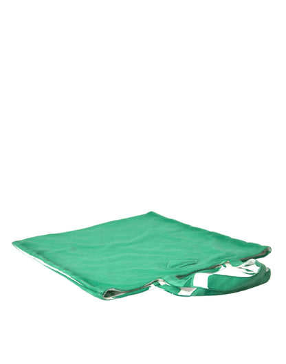 Prada Green Jersey Fabric Logo Shoulder Shopping Tote Shopping Bag