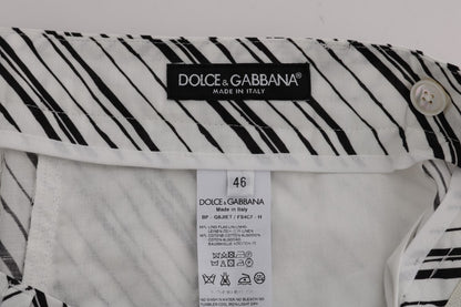 Dolce & Gabbana White Black Striped Casual Shorts