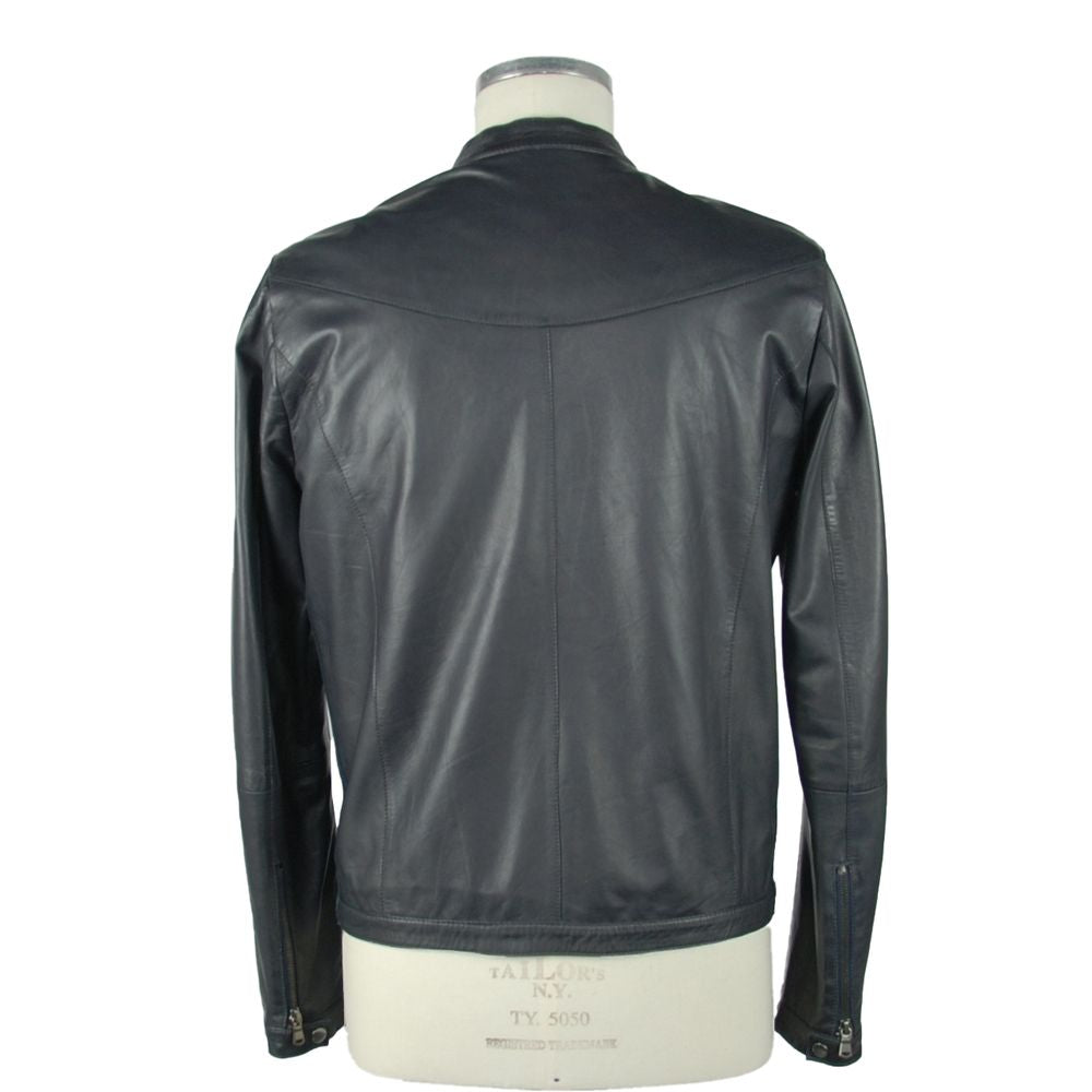 Emilio Romanelli Blue Leather Men's Jacket
