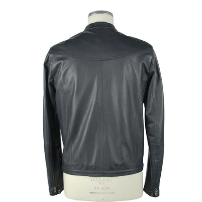 Emilio Romanelli Blue Leather Men's Jacket