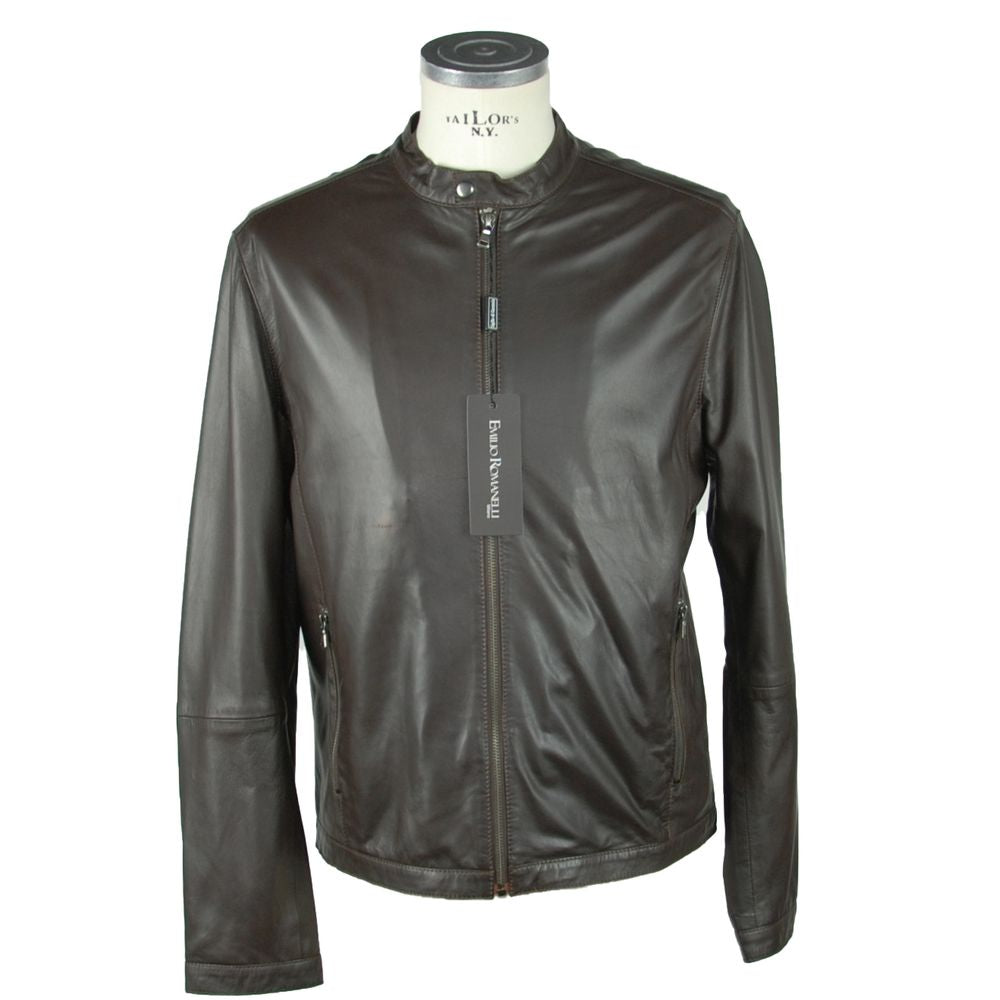 Emilio Romanelli Brown Leather Men's Jacket