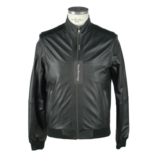 Emilio Romanelli Black Leather Men's Jacket