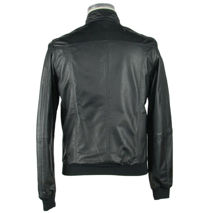 Emilio Romanelli Black Leather Men's Jacket