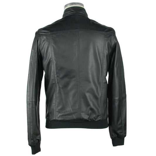 Emilio Romanelli Black Leather Men's Jacket