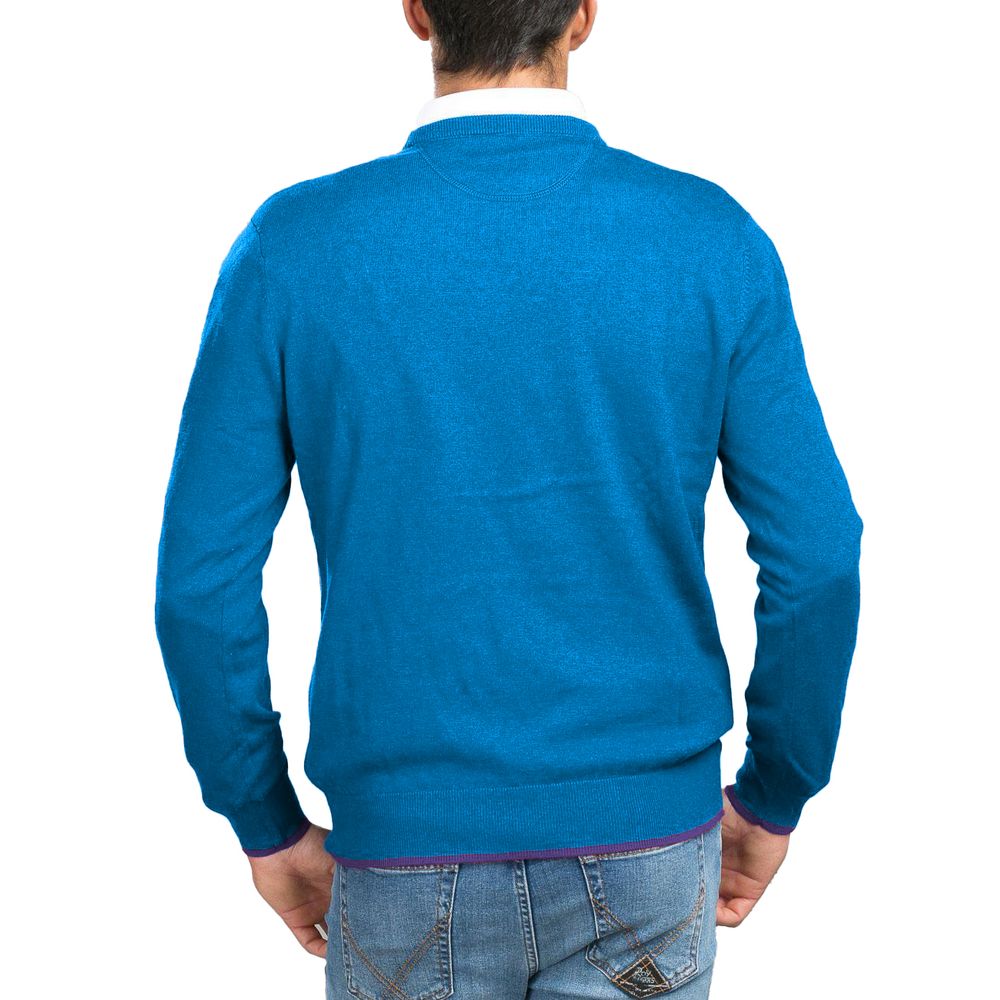 La Martina Blue Cotton Men Sweater