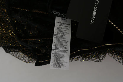 Dolce & Gabbana Black Gold Crystal Heart A-line Dress