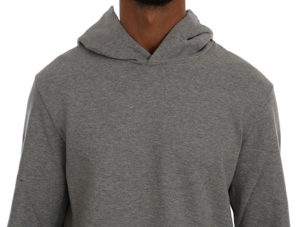 Daniele Alessandrini Gray Pullover Hodded Cotton Sweater