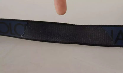 Dolce & Gabbana Blue Black Logo Print Silver Buckle Belt