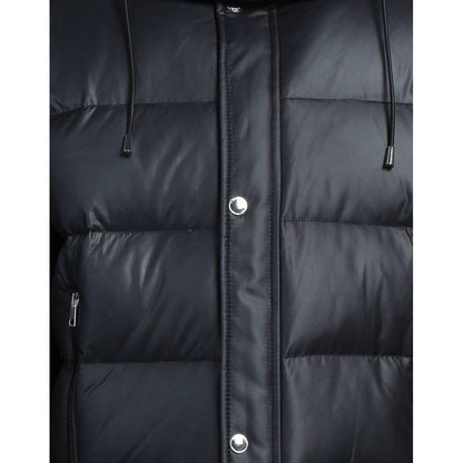Aquascutum Black Polyester Men Jacket with Removable Hood