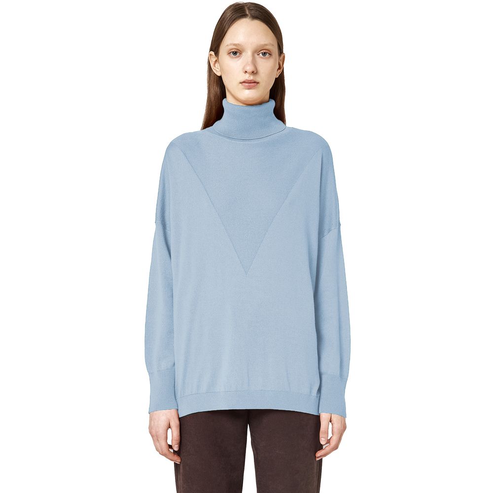 Alpha Studio Light Blue Silk Women Sweater