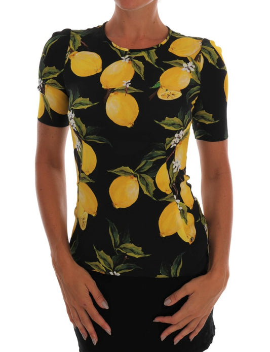 Dolce & Gabbana Multicolor Lemon Silk Stretch T-Shirt