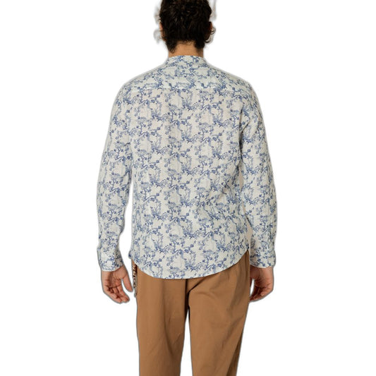 Gianni Lupo Blue Linen Pattern Shirt