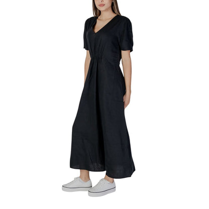 B.Young Black Linen Long Dress