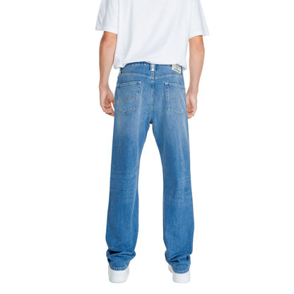 Replay Blue Cotton Relaxed Fit Jeans