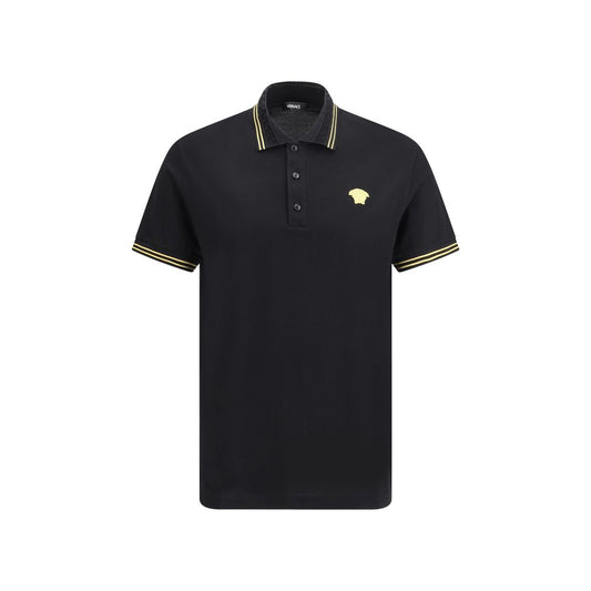 Versace Black Cotton Polo Shirt