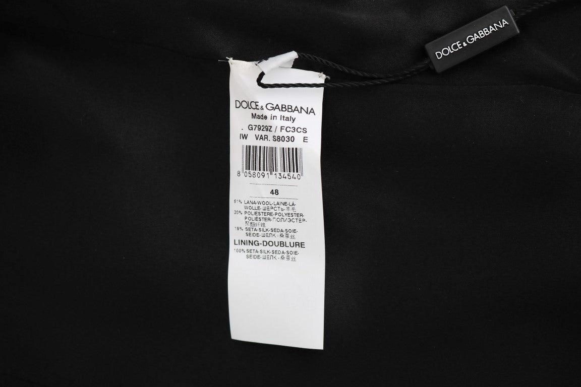 Dolce & Gabbana Gray Wool Patterned Slim Vest