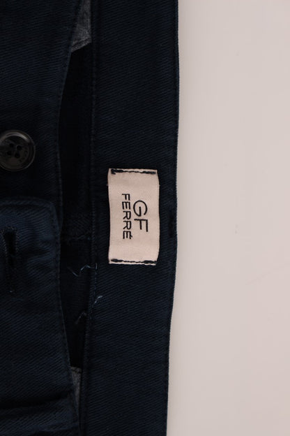 GF Ferre Blue Stretch Straight Fit Pants Chinos