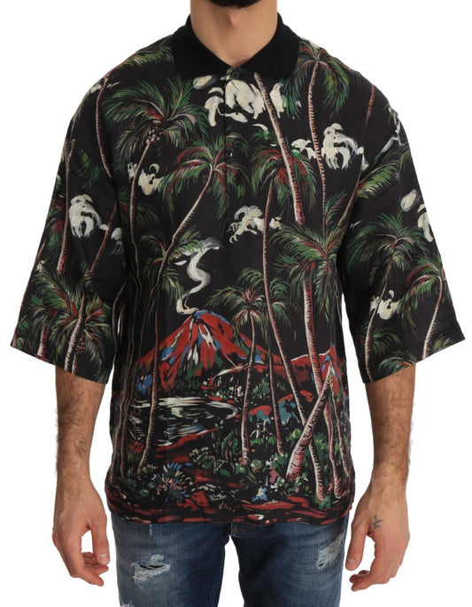 Dolce & Gabbana Black Volcano Sicily Short Sleeve T-Shirt