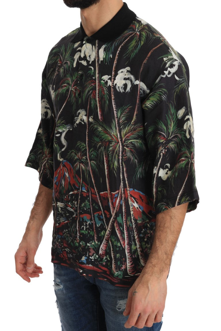 Dolce & Gabbana Black Volcano Sicily Short Sleeve T-Shirt