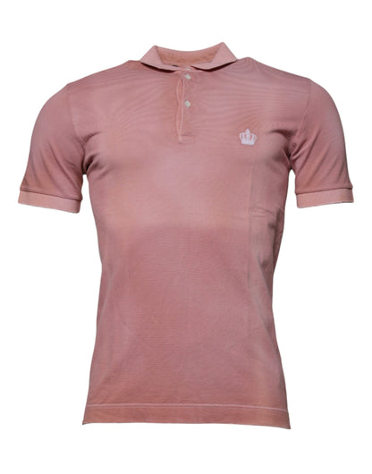 Dolce & Gabbana Pink Crown Collared Short Sleeve Polo T-shirt
