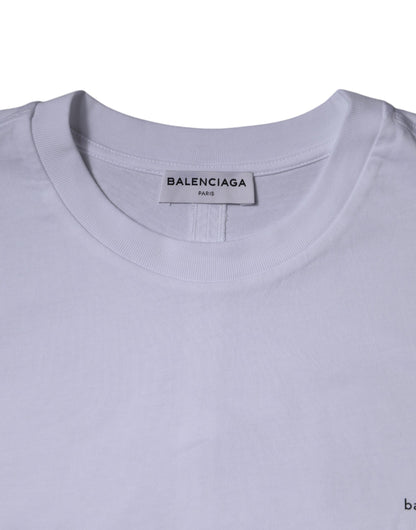 Balenciaga White Logo Cotton Jersey Crew Neck Short Sleeves T-shirt