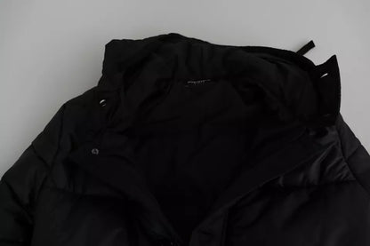 Dolce & Gabbana Black Hooded Polyester Men Coat Puffer Jacket